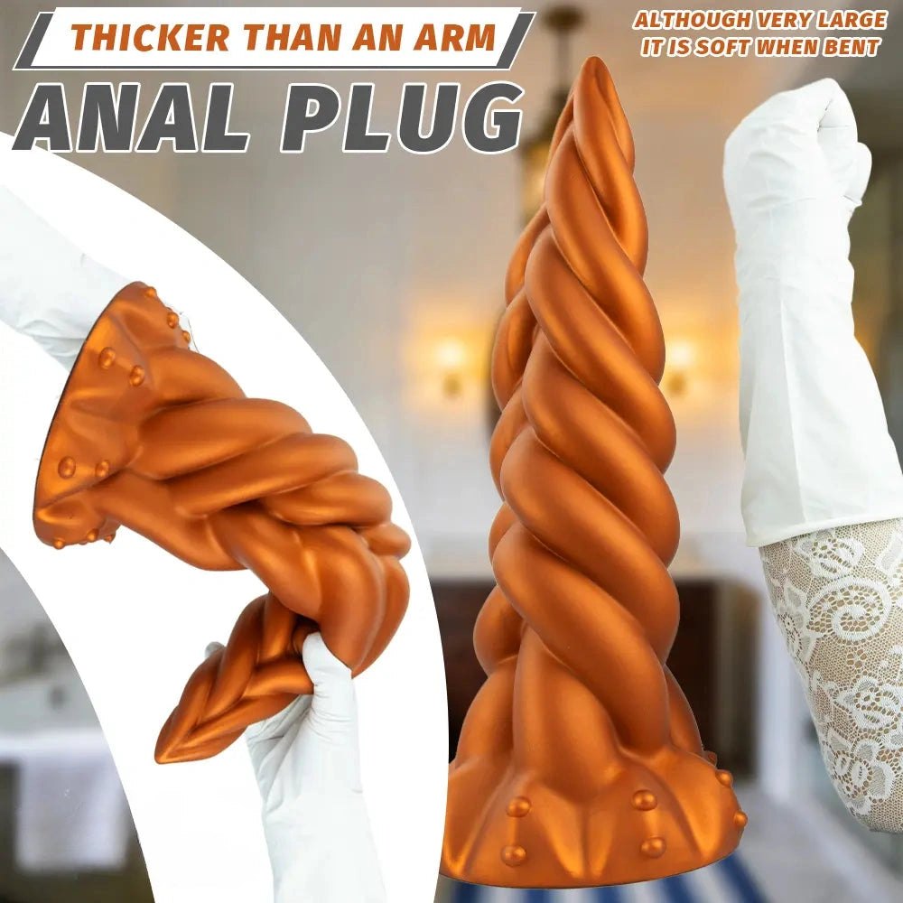 Golden Twist Fantasy Dildo - Silicone Unicorn Horn Dildo