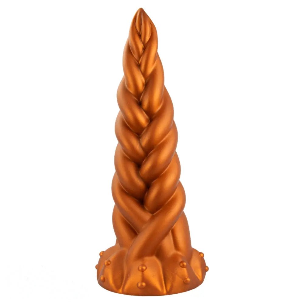 Golden Twist Fantasy Dildo - Silicone Unicorn Horn Dildo