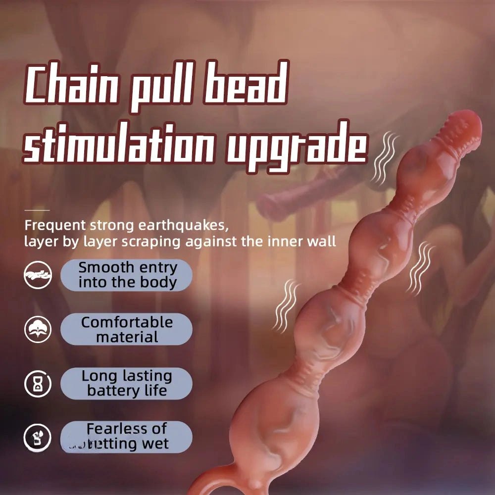 Graduated Anal Beads with Pull Ring - Vibrating Dildo