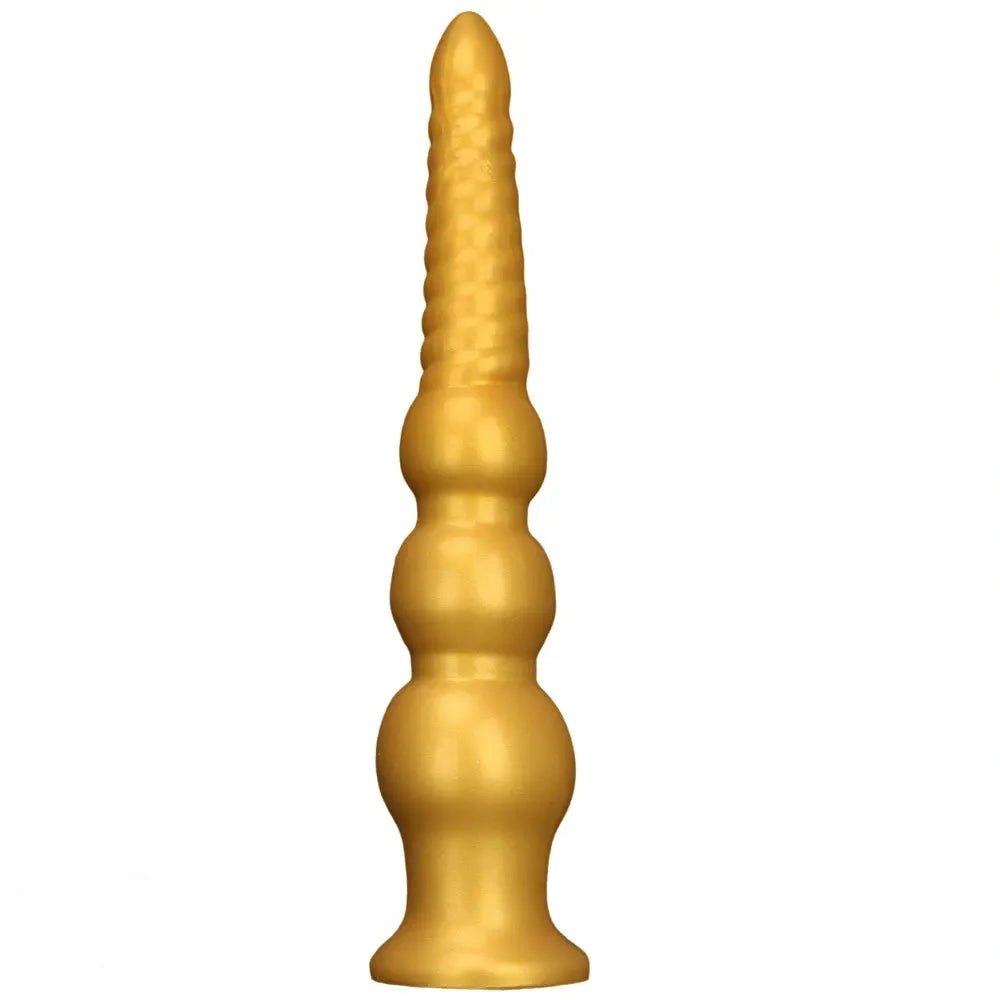 Graduated Gold Anal Dildo - Tapered Ribbed Anal Dildo