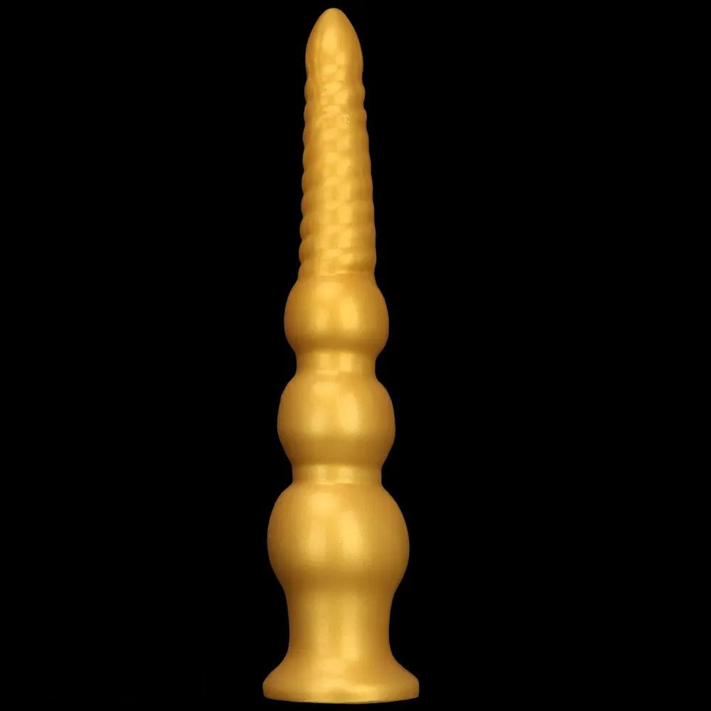 Graduated Gold Anal Dildo - Tapered Ribbed Anal Dildo