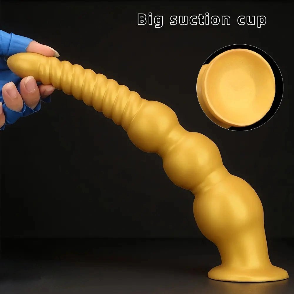 Graduated Gold Anal Dildo - Tapered Ribbed Anal Dildo