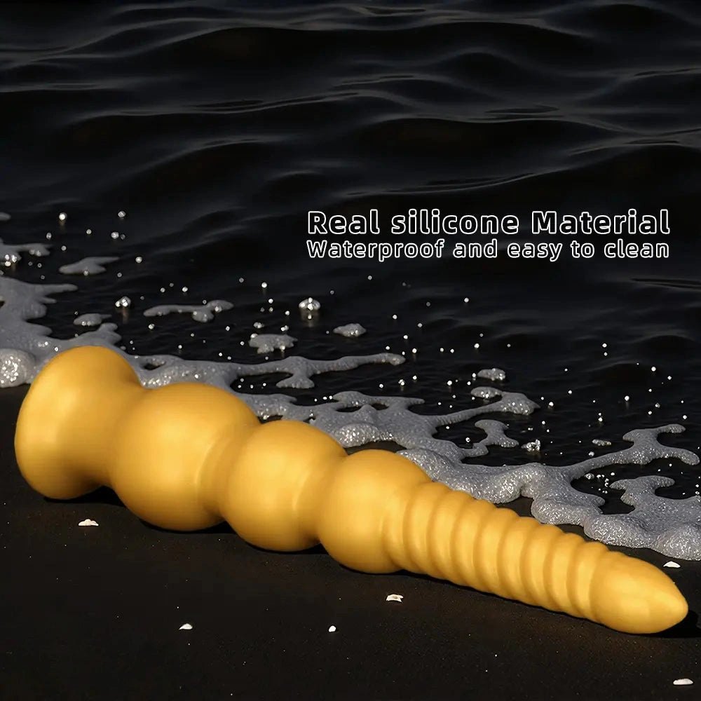 Graduated Gold Anal Dildo - Tapered Ribbed Anal Dildo