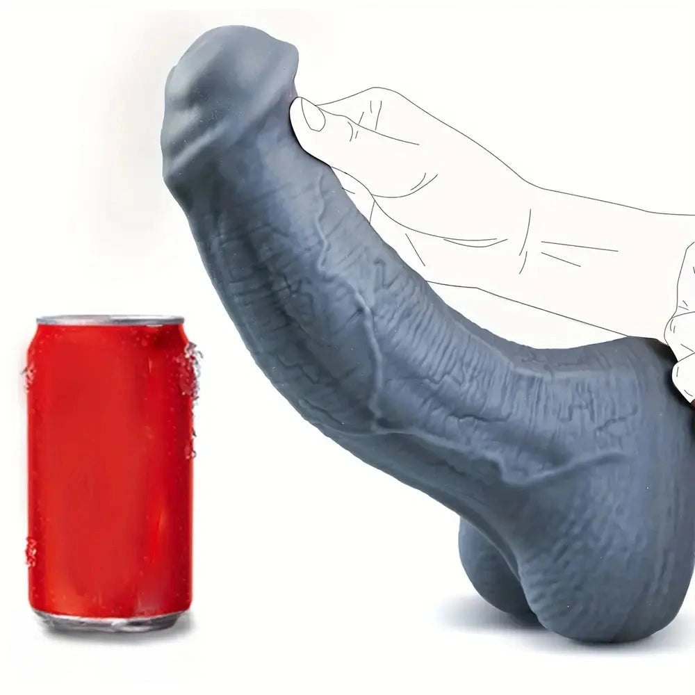 11in Gray Silicone Realistic Dildo - Thick Insertable Dildo