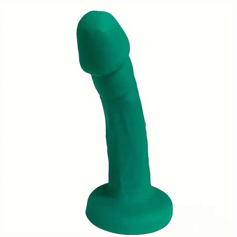 Green Silicone Curved Dildo - Green Silicone Suction Cup Dildo