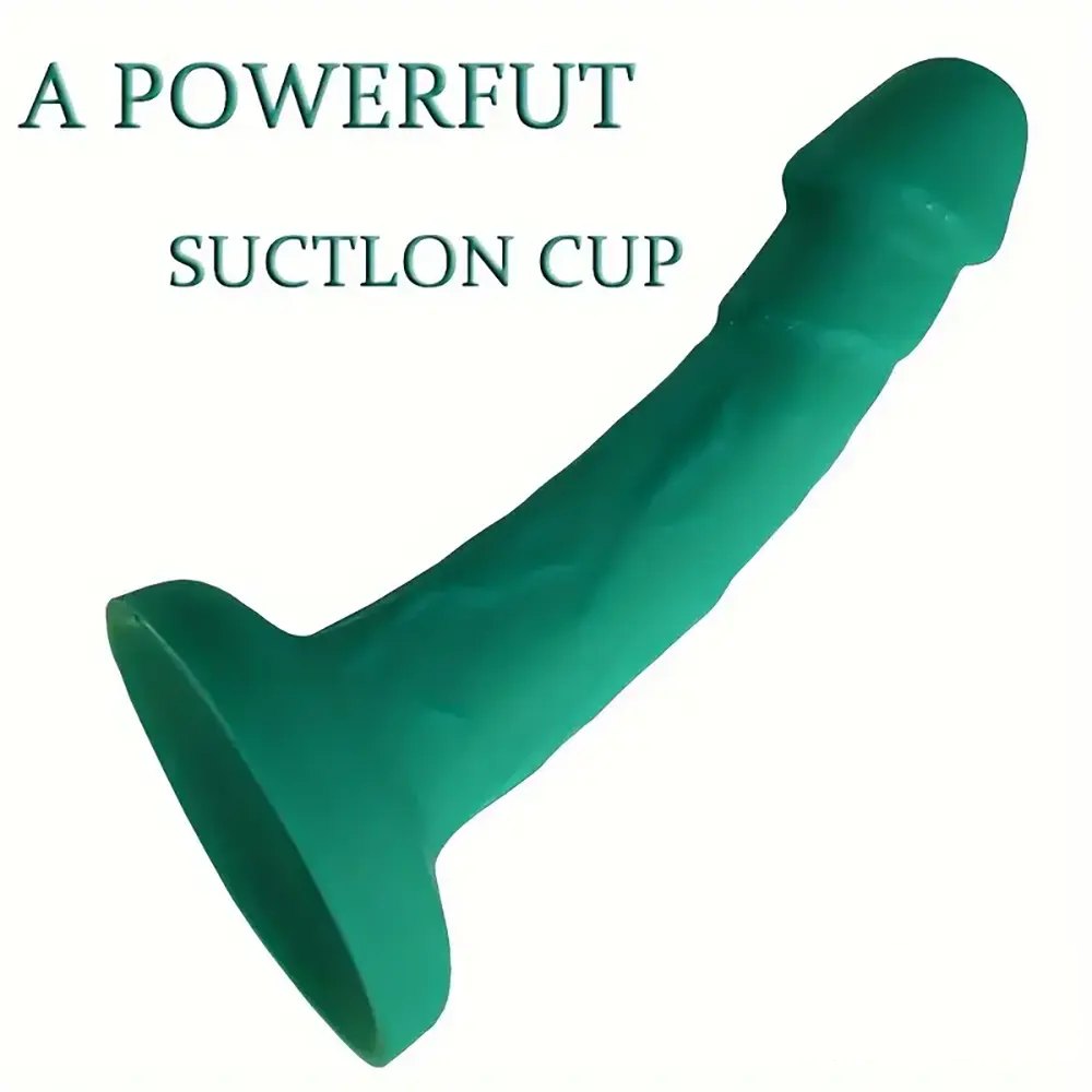 Green Silicone Curved Dildo - Green Silicone Suction Cup Dildo