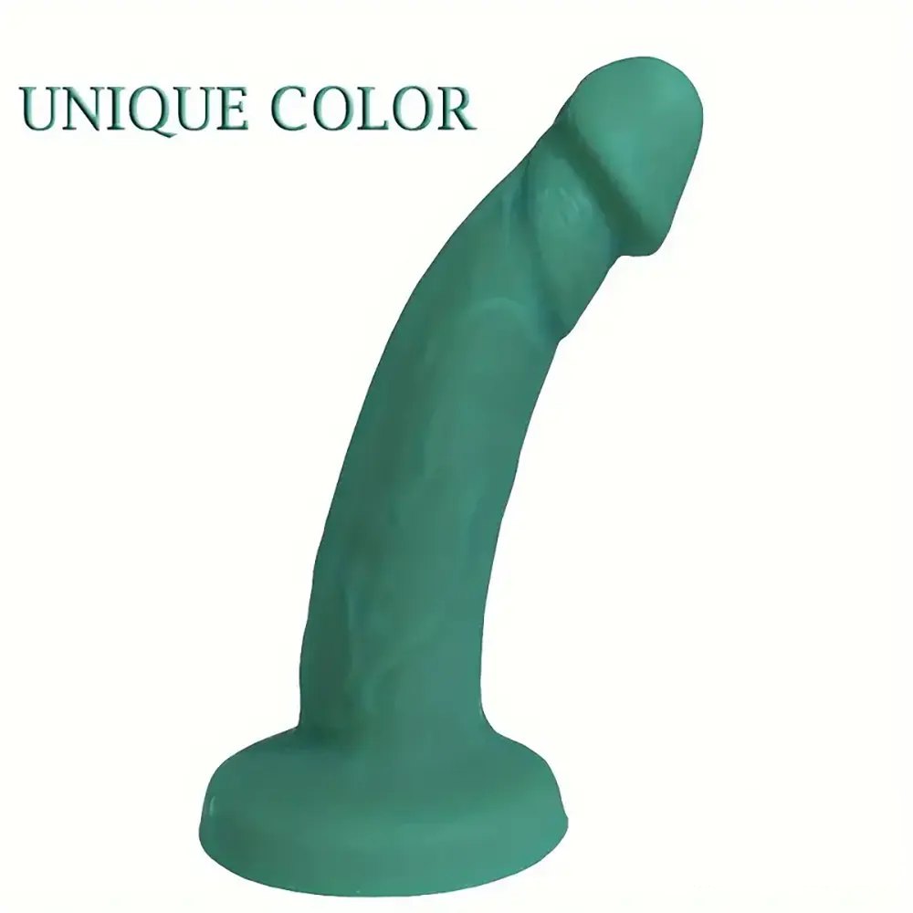 Green Silicone Curved Dildo - Green Silicone Suction Cup Dildo