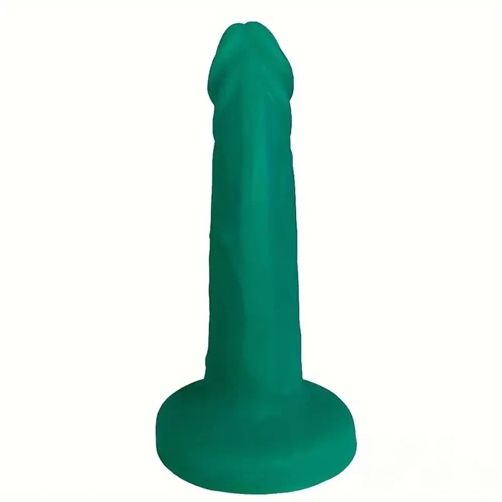 Green Silicone Curved Dildo - Green Silicone Suction Cup Dildo