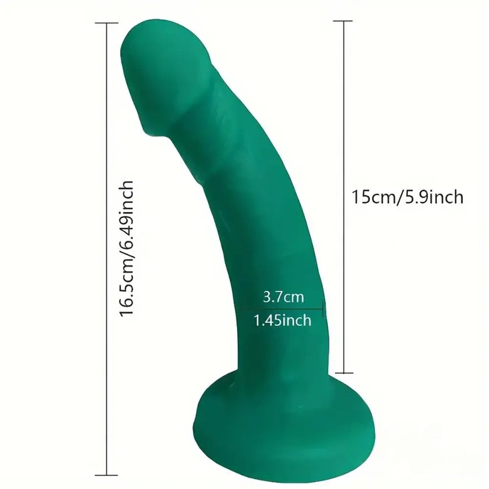 Green Silicone Curved Dildo - Green Silicone Suction Cup Dildo