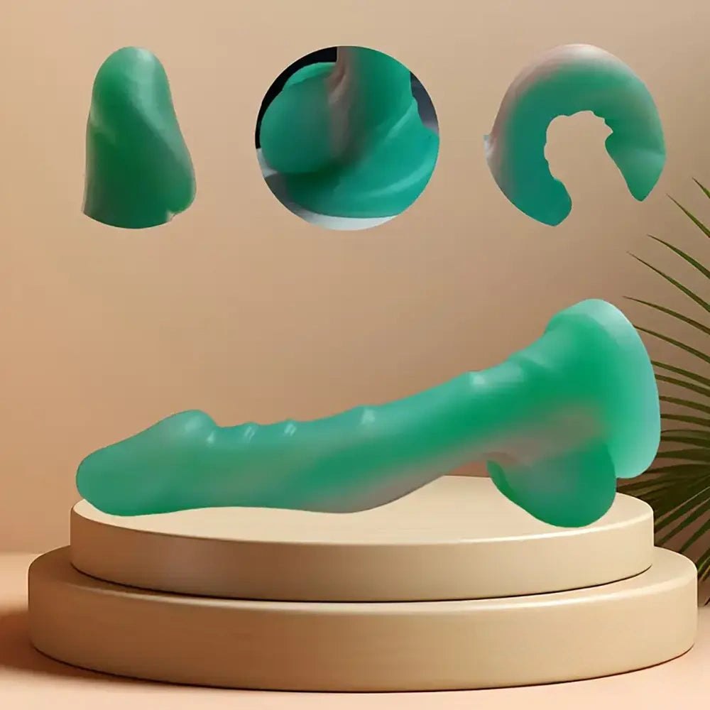Green Slim Fantasy Dildo - Frosted Silicone G-Spot Toy