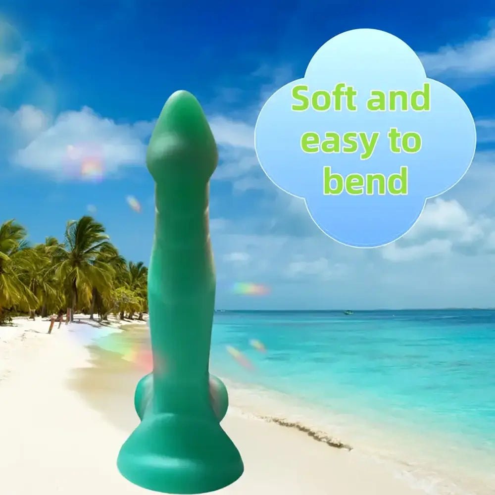 Green Slim Fantasy Dildo - Frosted Silicone G-Spot Toy