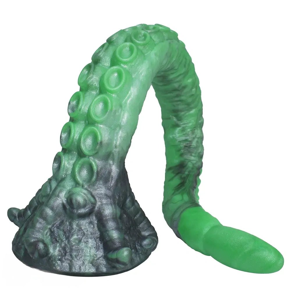 Green Tentacle Fantasy Dildo 15.16 in - Ridged Tentacle Dildo