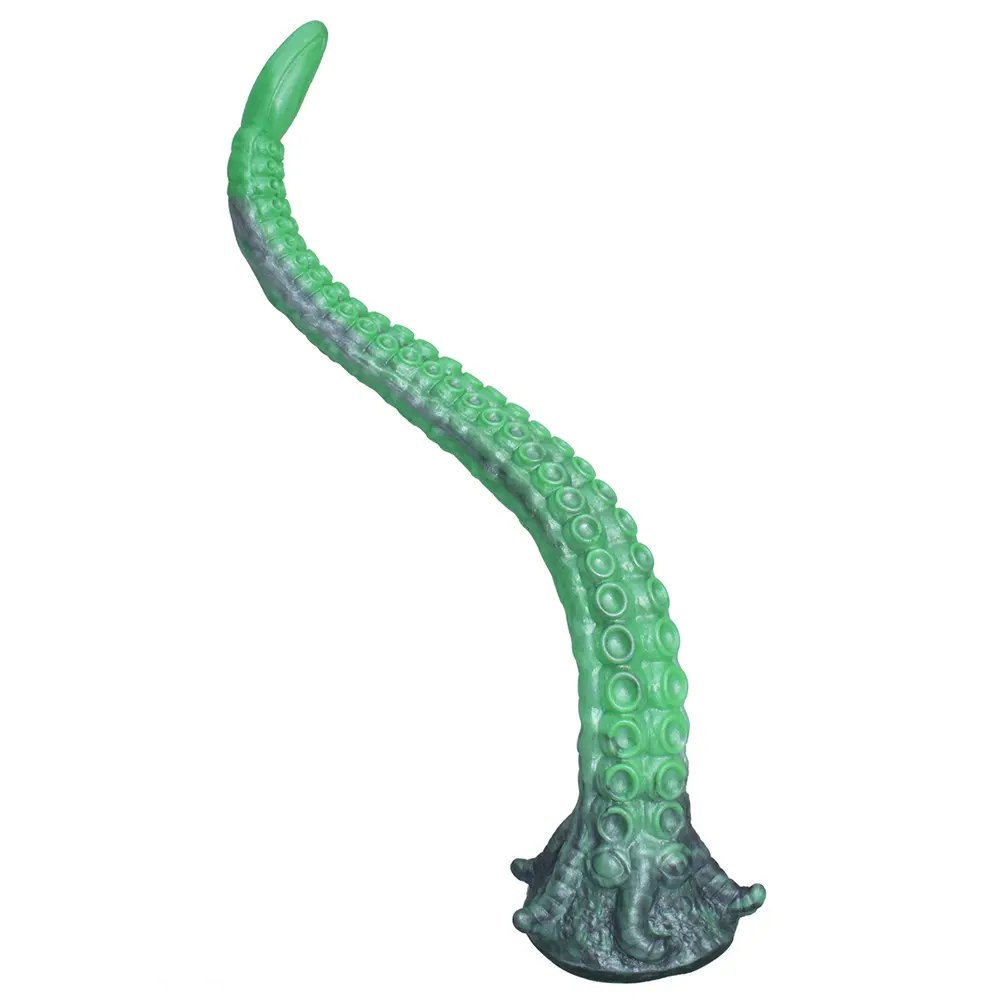 Green Tentacle Fantasy Dildo 15.16 in - Ridged Tentacle Dildo