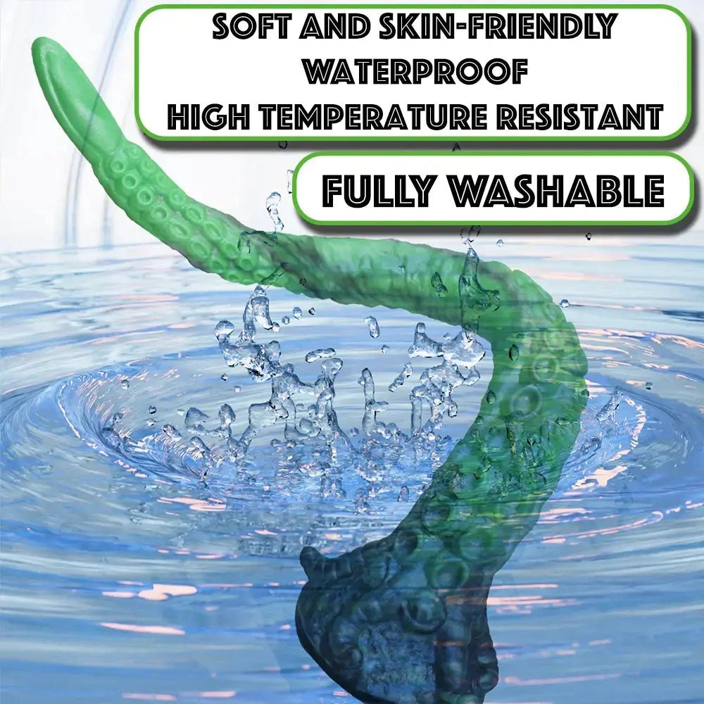 Green Tentacle Fantasy Dildo 15.16 in - Ridged Tentacle Dildo