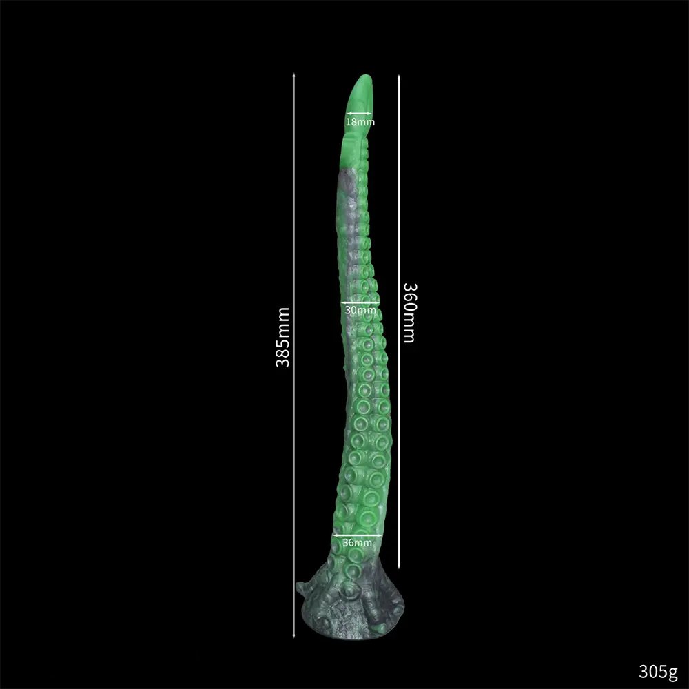 Green Tentacle Fantasy Dildo 15.16 in - Ridged Tentacle Dildo