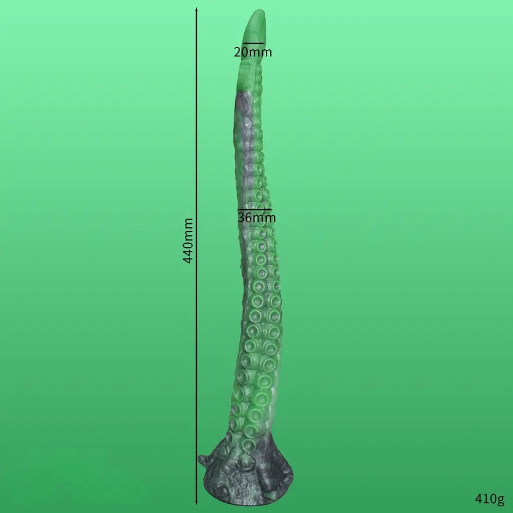 Green Tentacle Fantasy Dildo 15.16 in - Ridged Tentacle Dildo