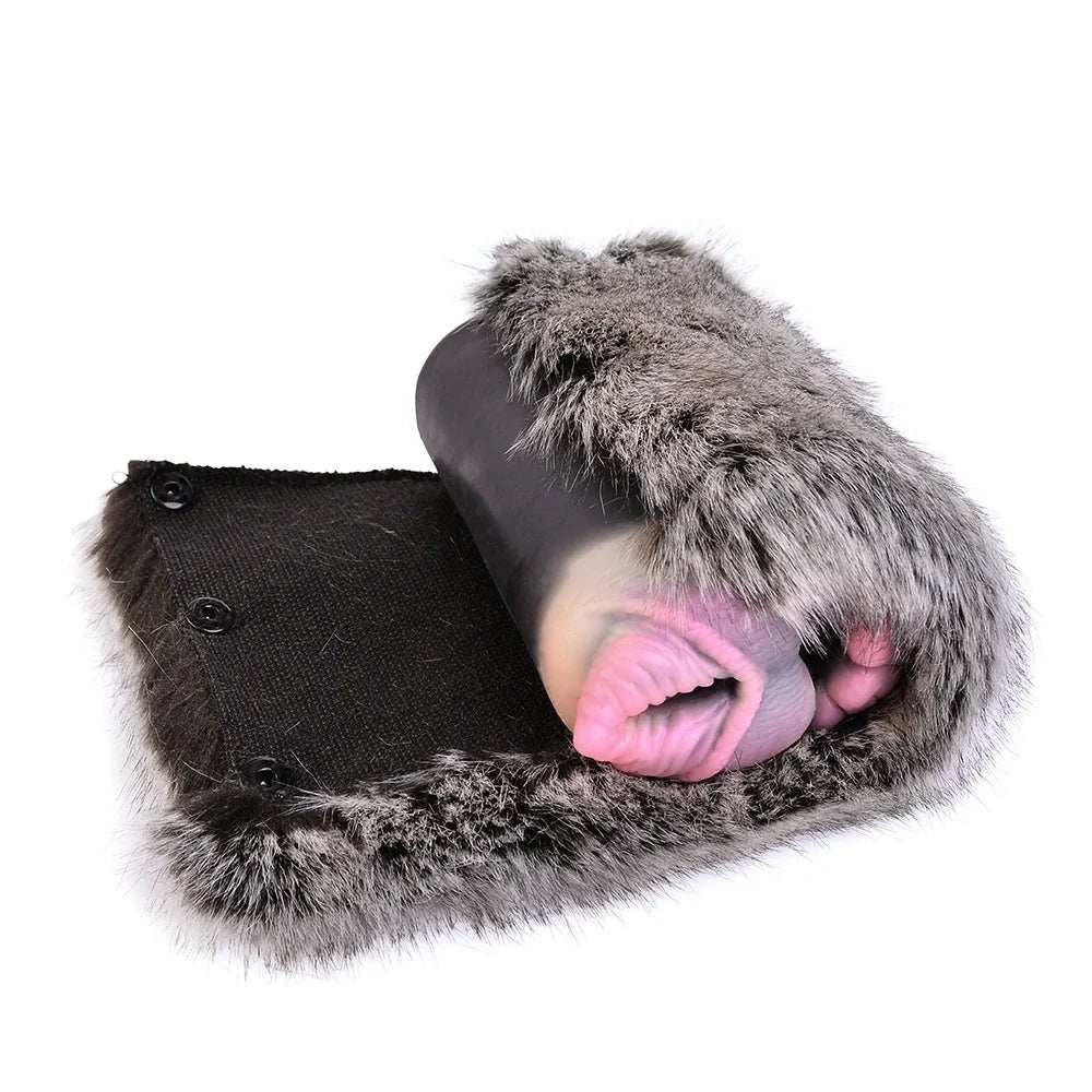 Grey Leopard Furry Masturbator - Dual Ribbed Entry Stroker