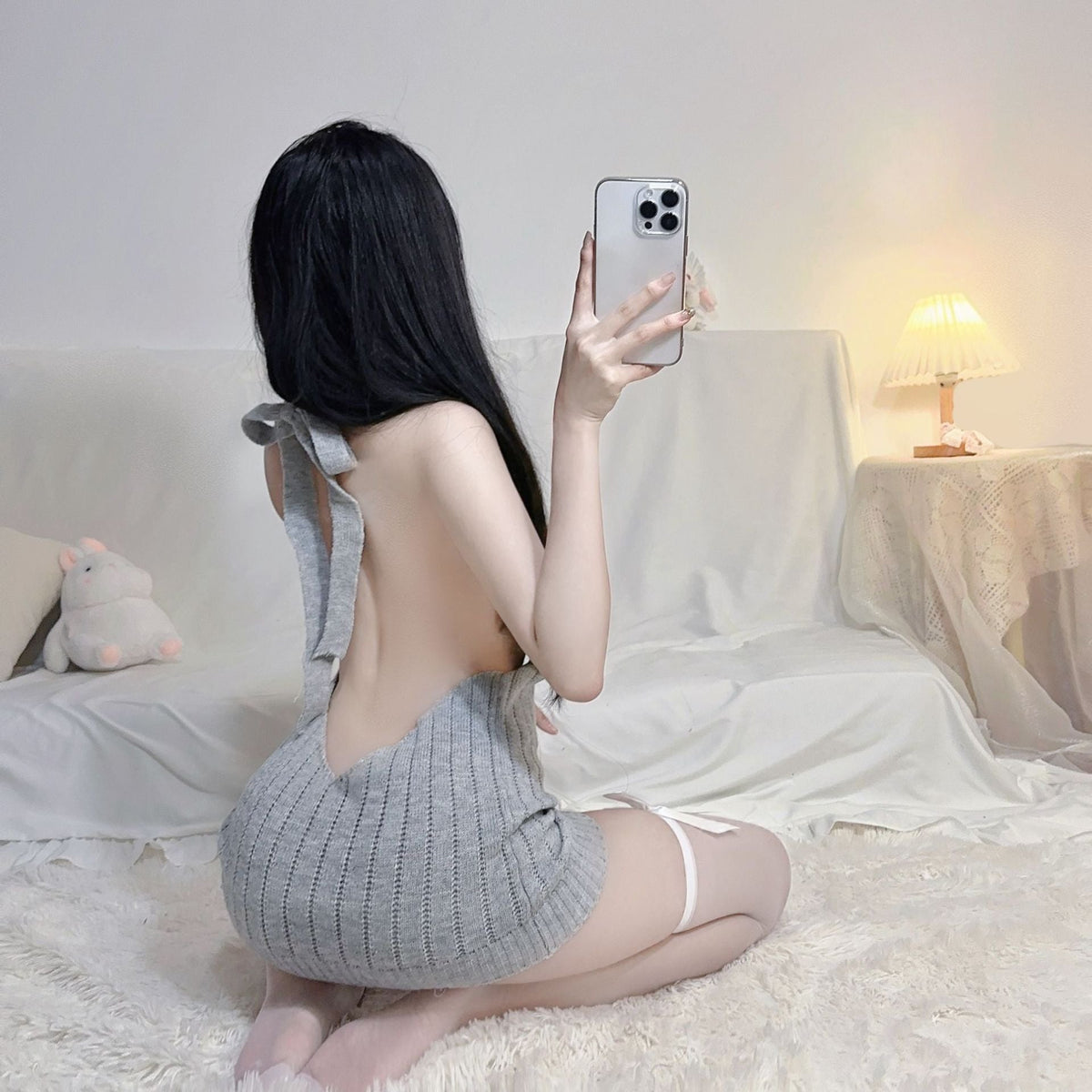 Halter Sweater Backless Dress - Sexy Lingerie Dress