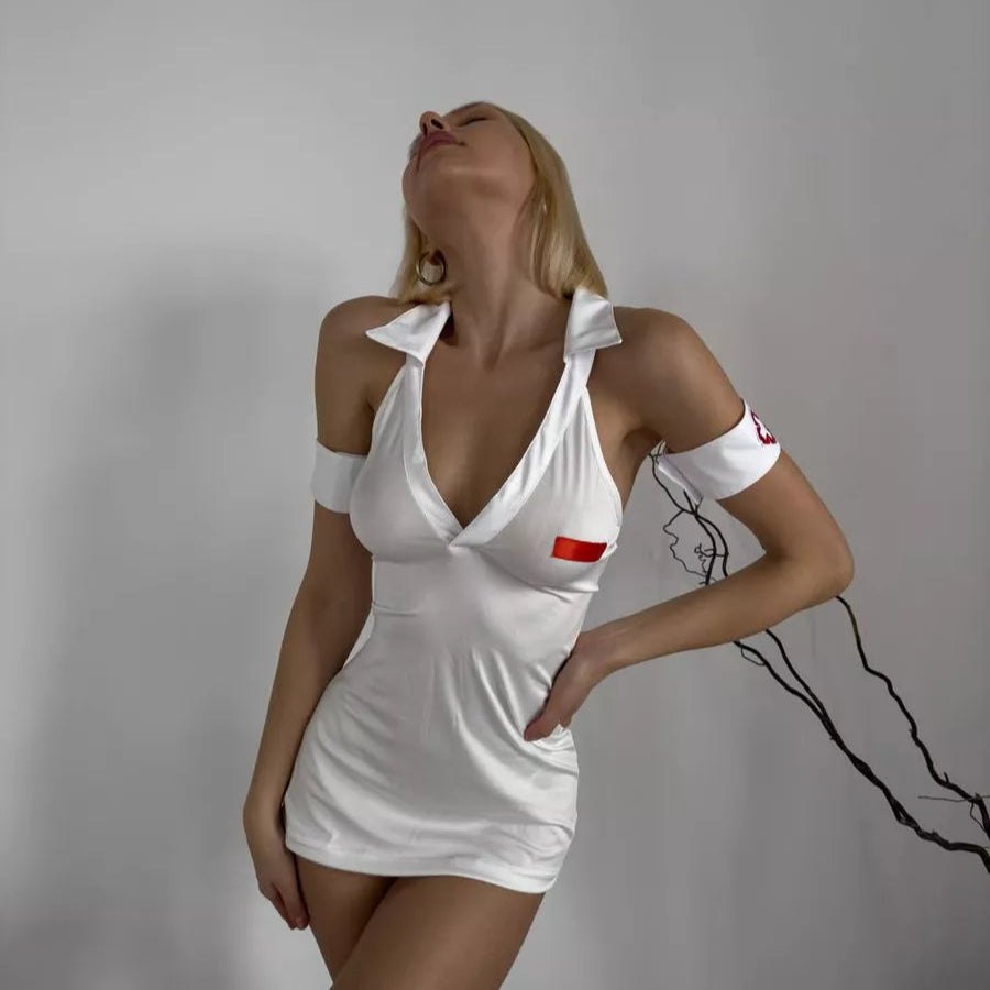 Halter Nurse Mini Dress - Sexy Roleplay Costume
