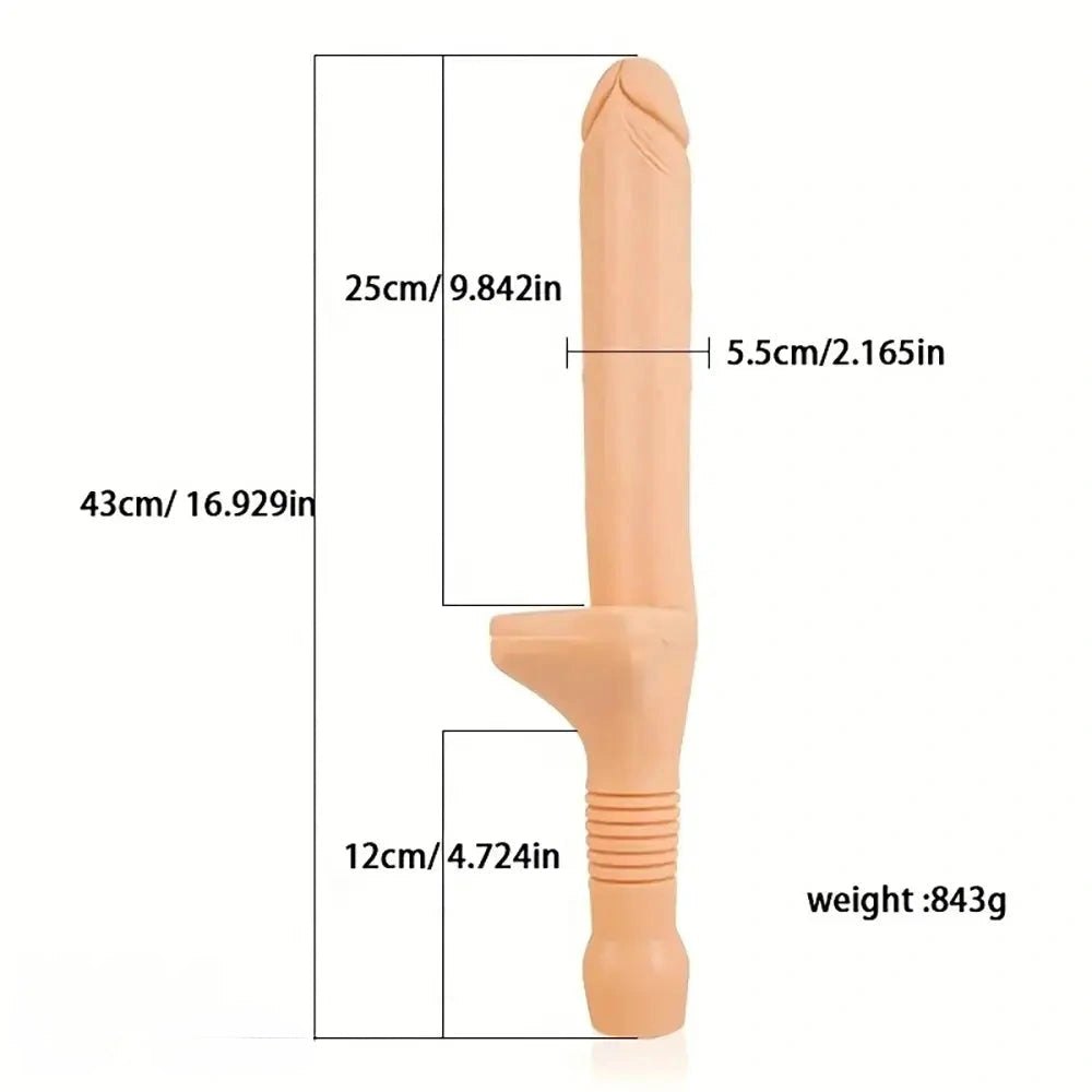 Handle Grip Realistic Dildo 17 in - Dual Density Dildo