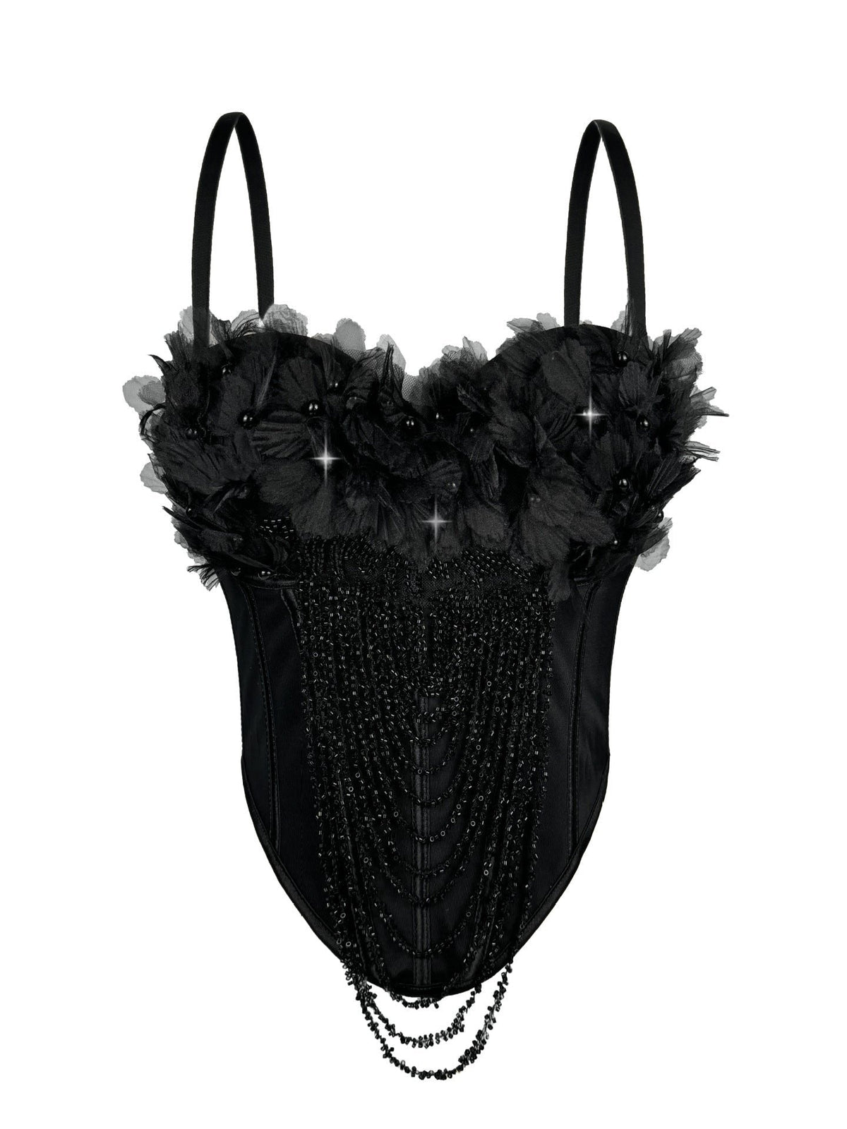Flower Tassel Backless Corset - Lingerie Bodysuit for Women
