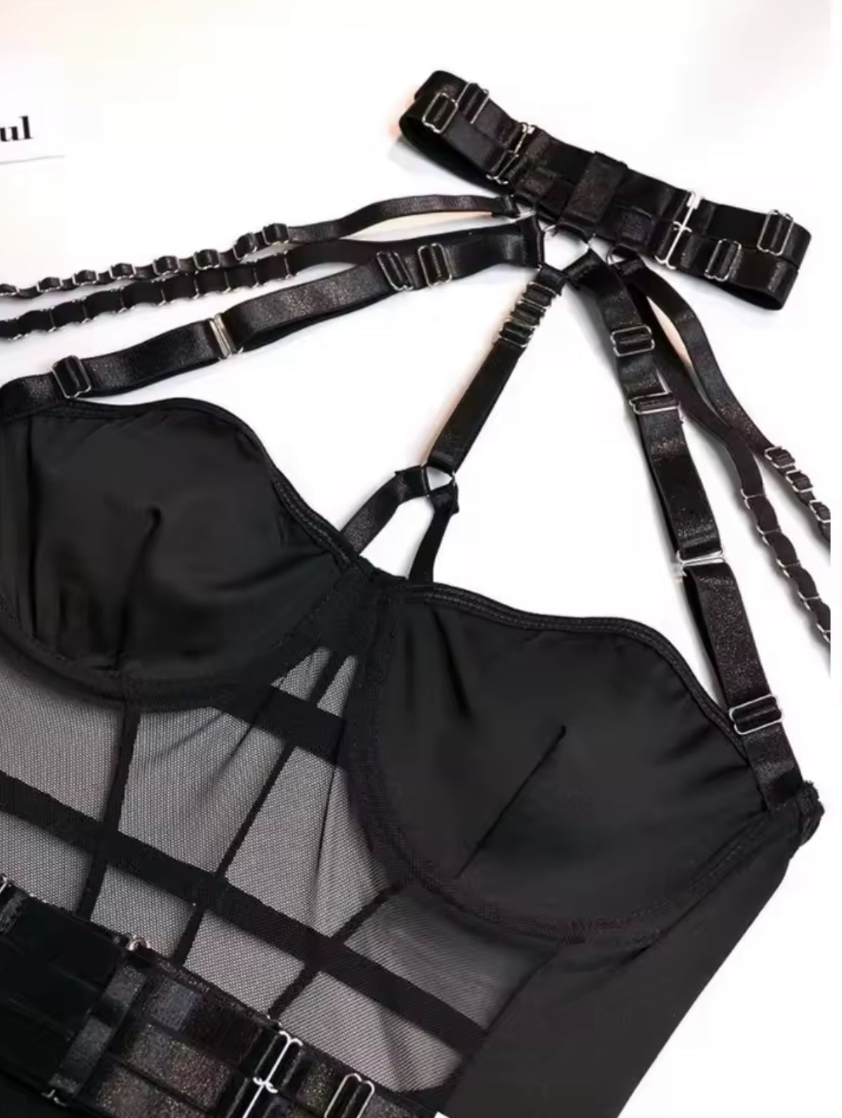 Harness Style Strappy Garter Set - Garter Lingerie Set