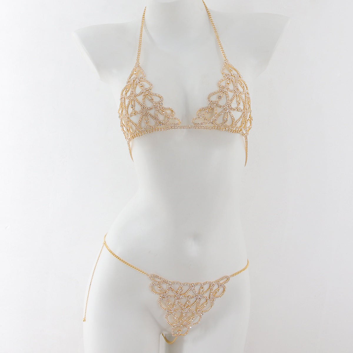 Heart Filigree Body Chain Set - Bra and Panty Set
