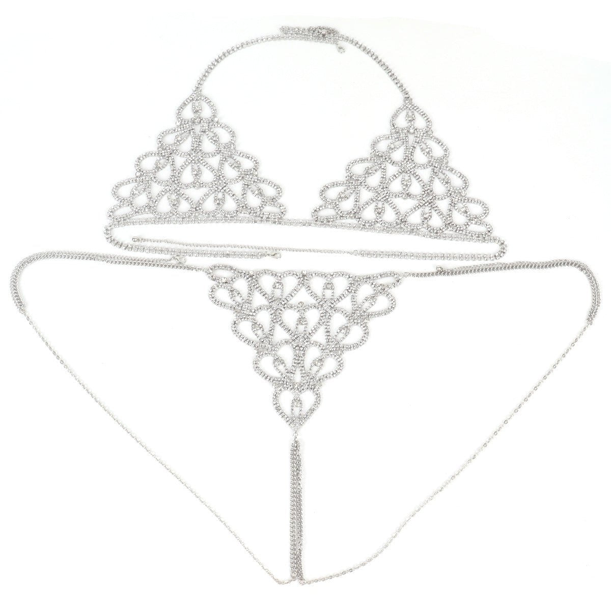 Heart Filigree Body Chain Set - Bra and Panty Set