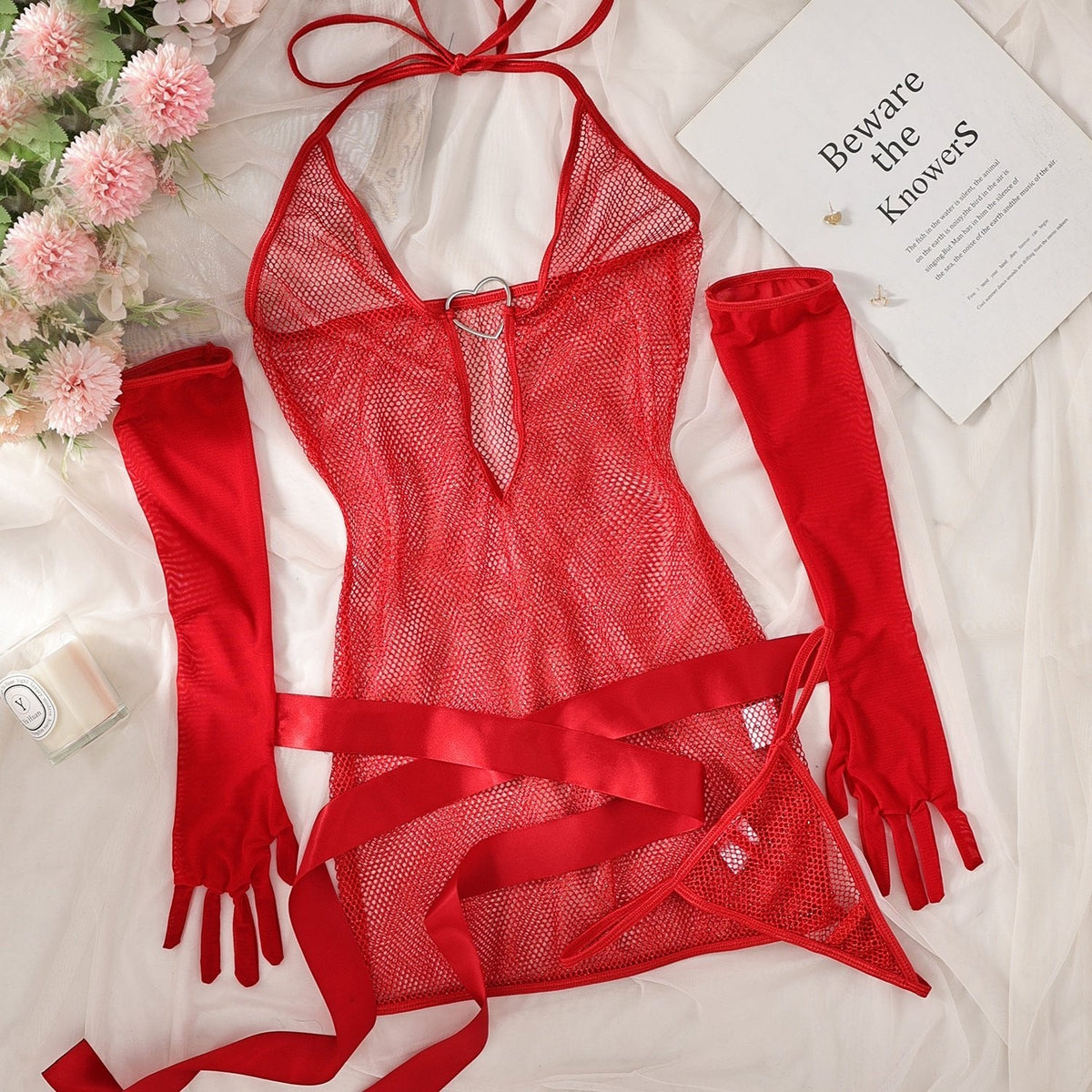 Heart Halter Lace Underwire Set - Bra and Panty Set