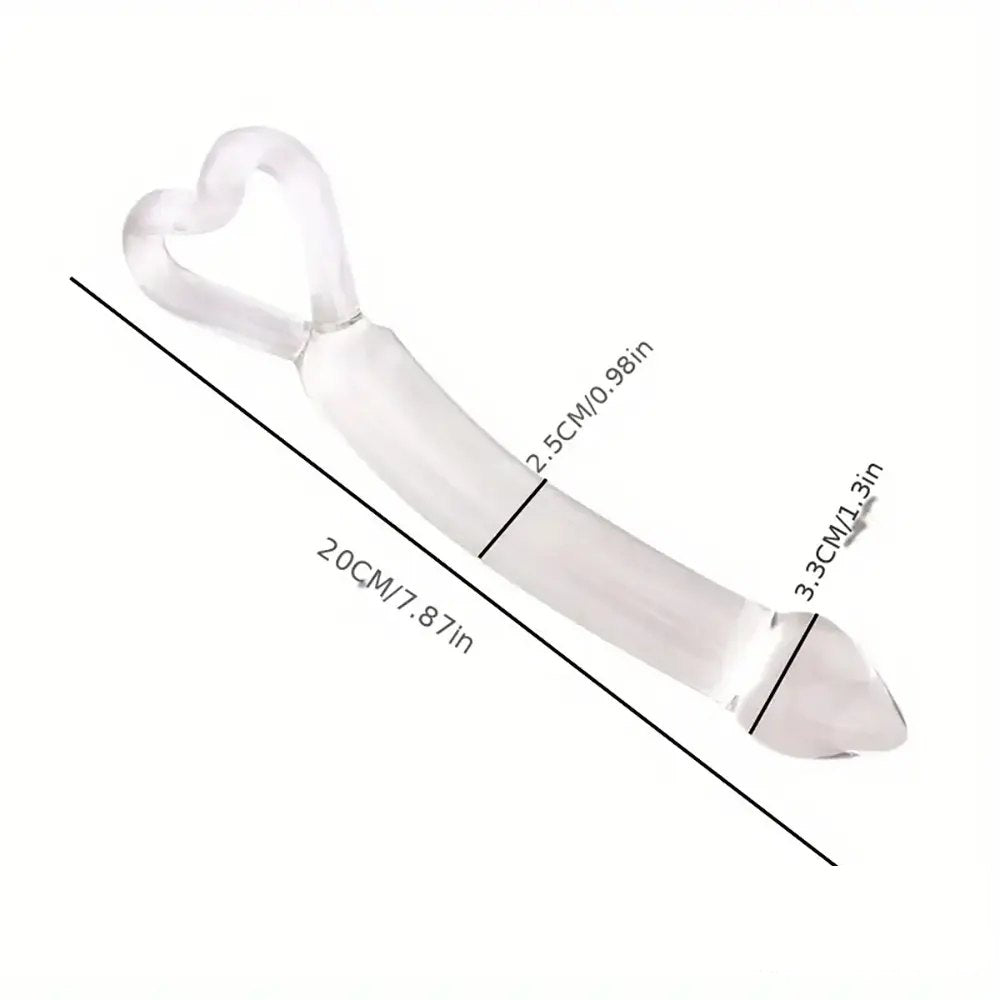 Heart Handle Glass Dildo - Clear Glass Crystal Dildo