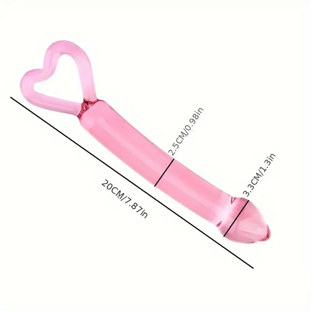 Heart Handle Glass Dildo - Clear Glass Crystal Dildo