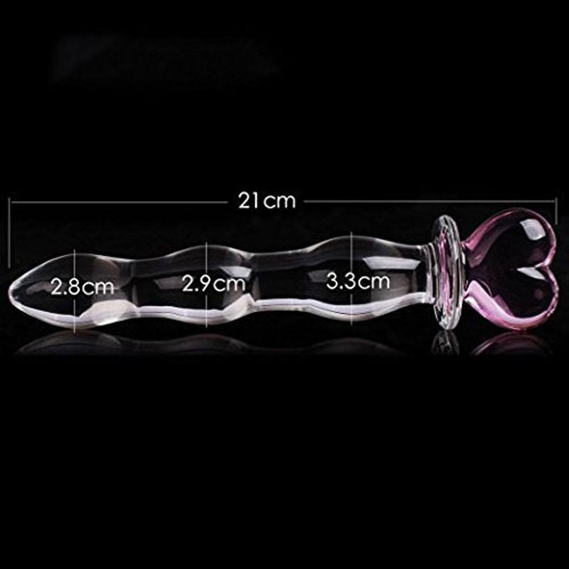 Heart Handle Glass Dildo 8.26in - Glass Dildo