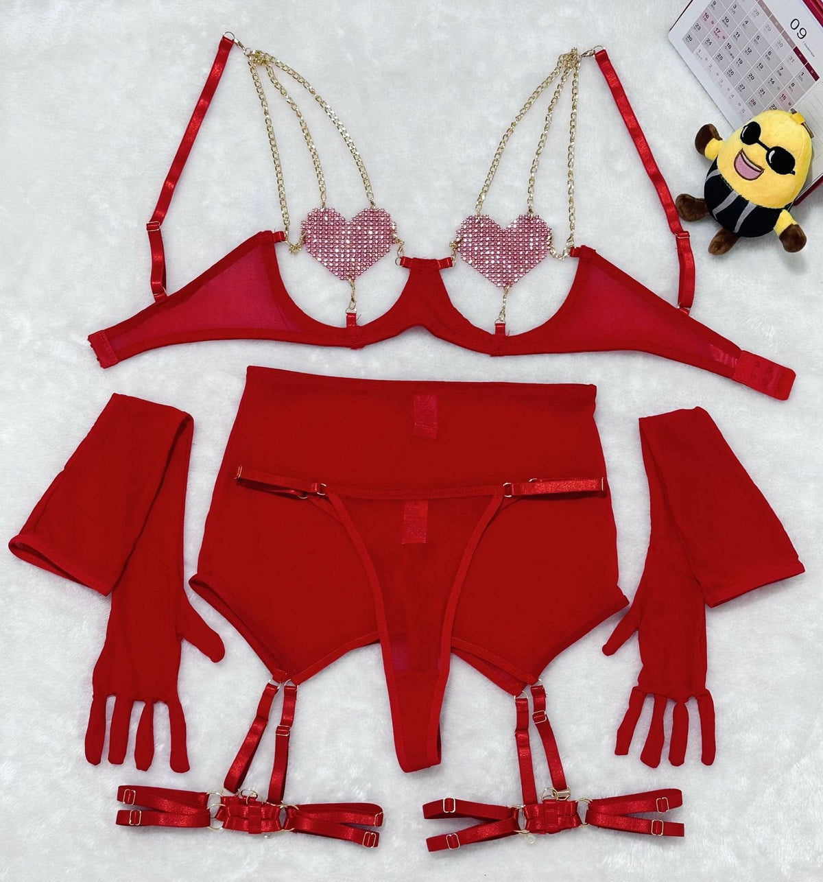 Heart Pasty Chain Bra Set - Lingerie Set for Women