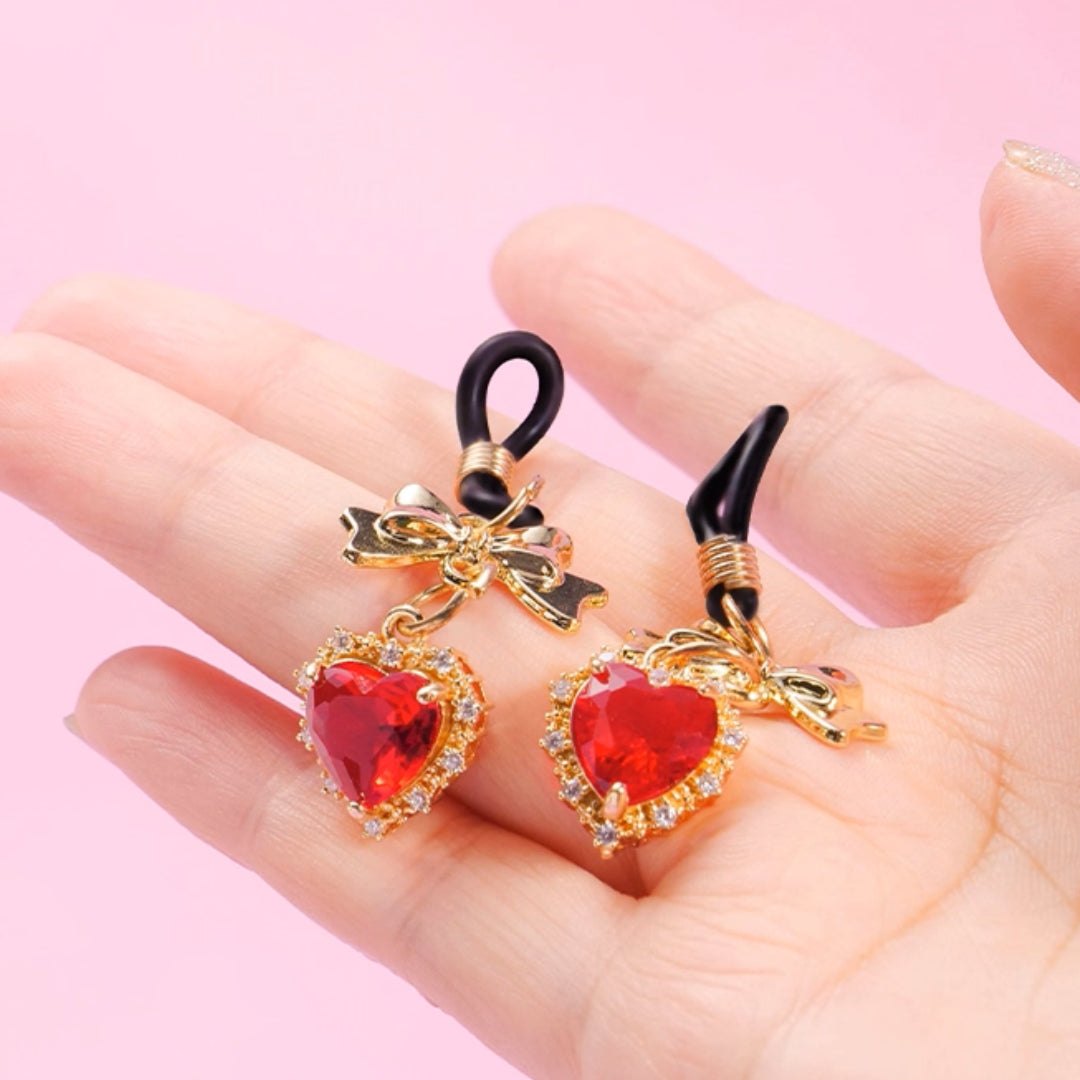 Heart Star Bell Nipple Clamps - Adjustable Alloy Pair