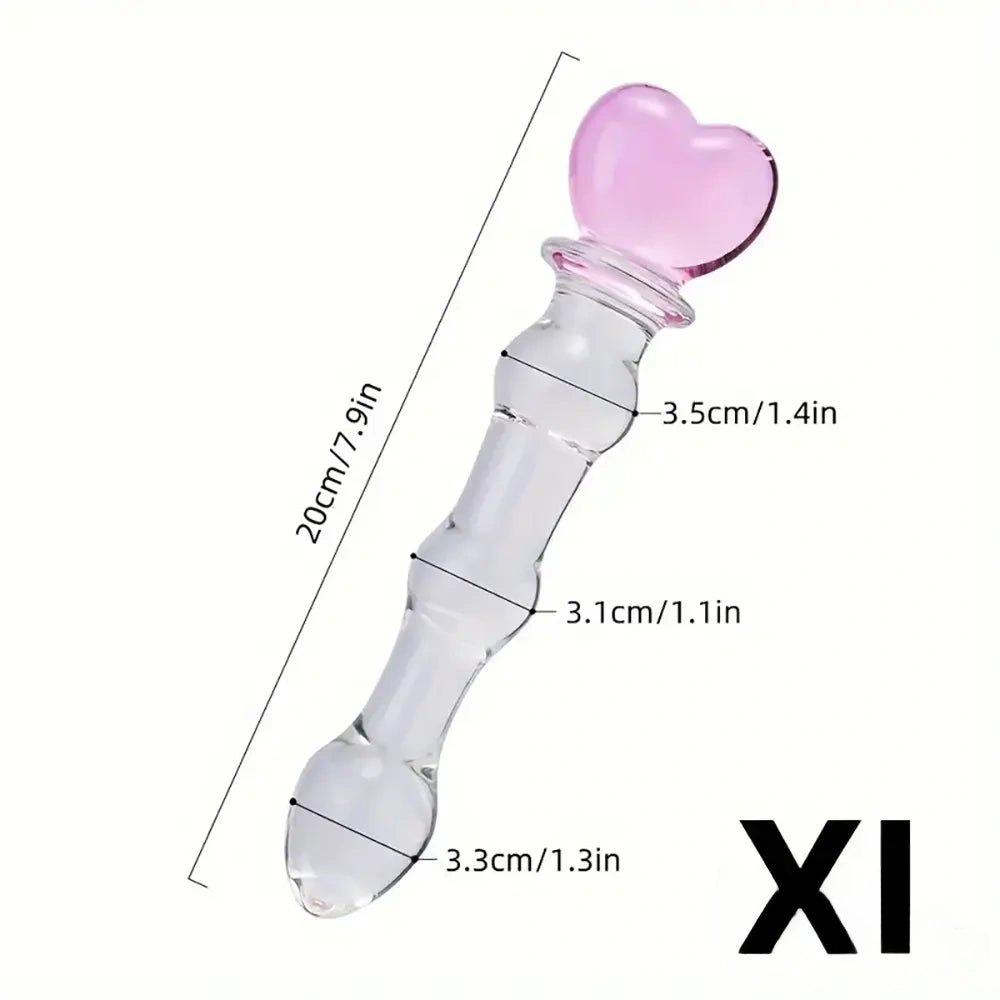Heart-Top Glass Dildo 5.1-7.9 in - Glass Dildo