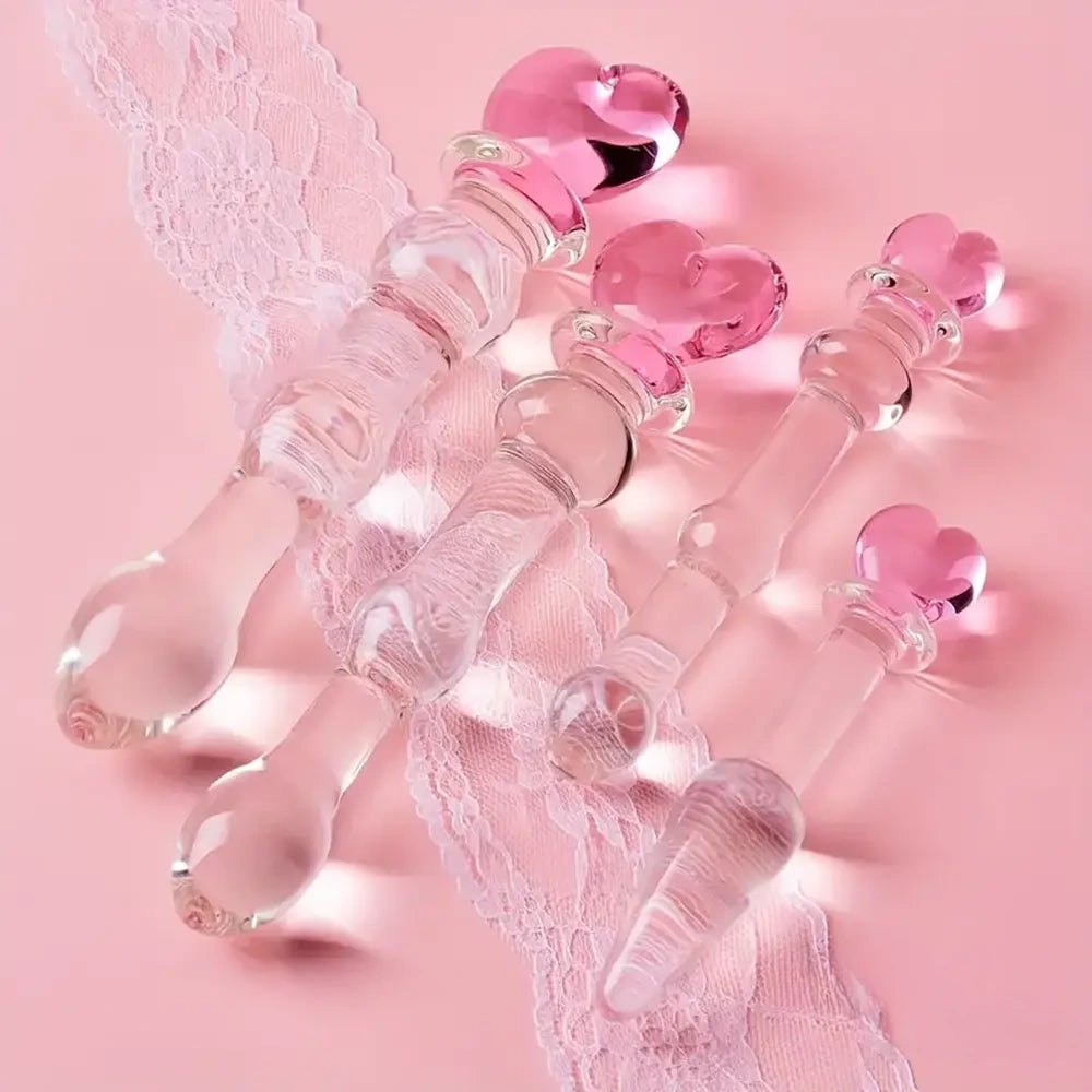 Heart-Top Glass Dildo 5.1-7.9 in - Glass Dildo