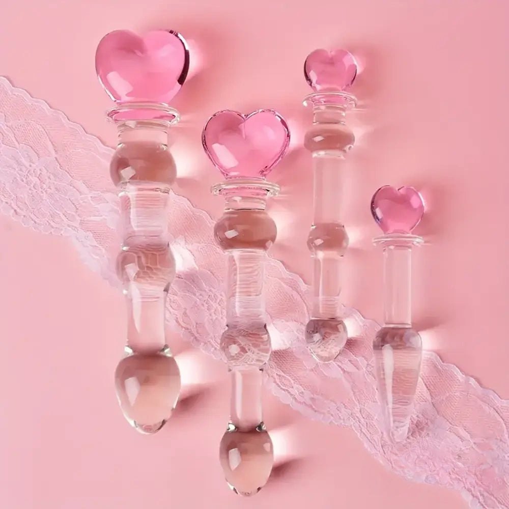 Heart-Top Glass Dildo 5.1-7.9 in - Glass Dildo