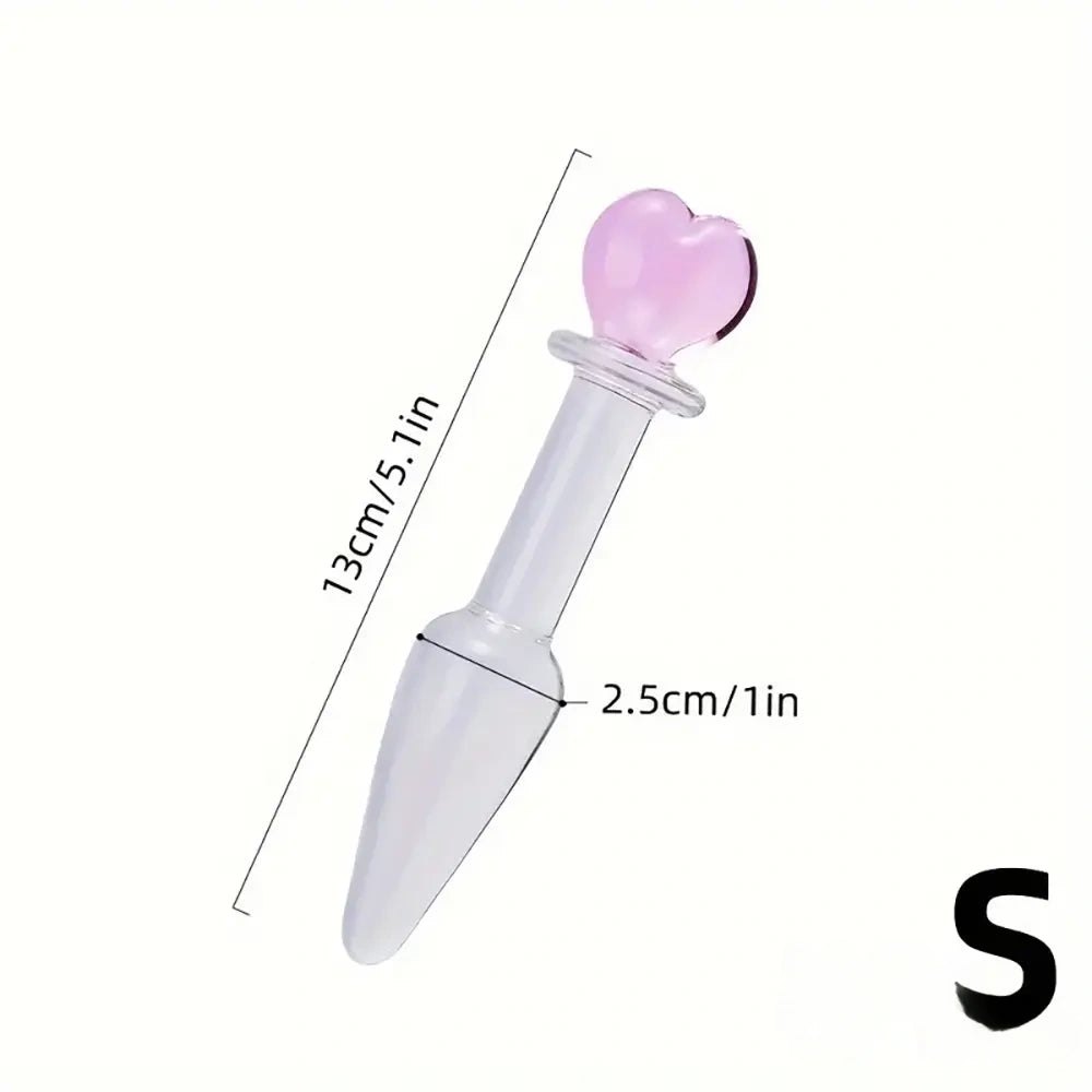 Heart-Top Glass Dildo 5.1-7.9 in - Glass Dildo