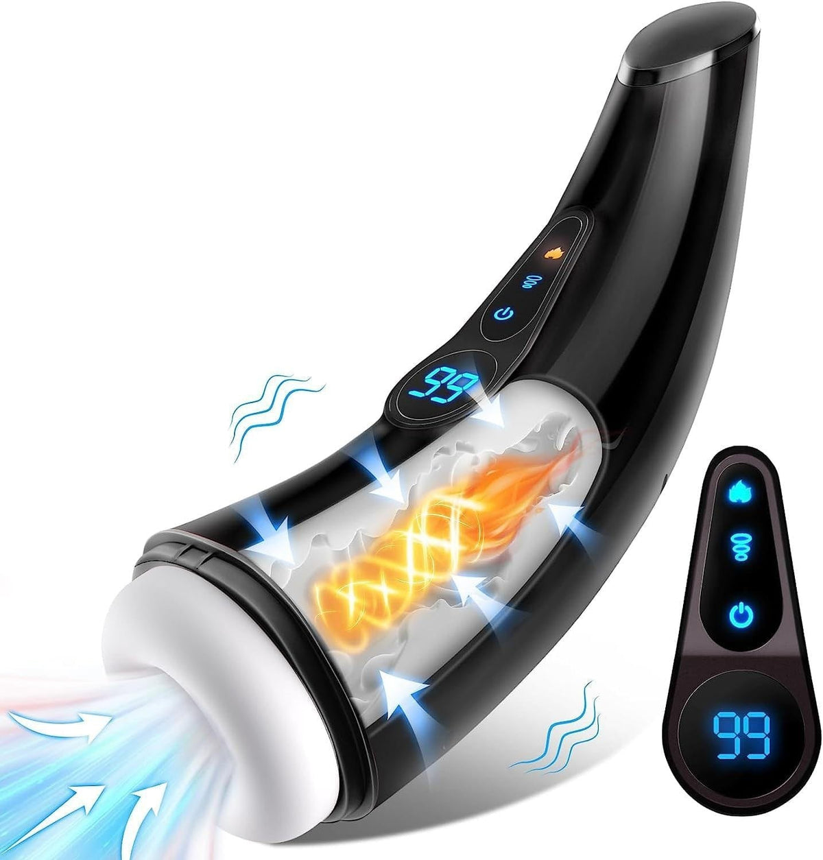 Heated Digital Suction Stroker - 9-Mode Male Masturbator