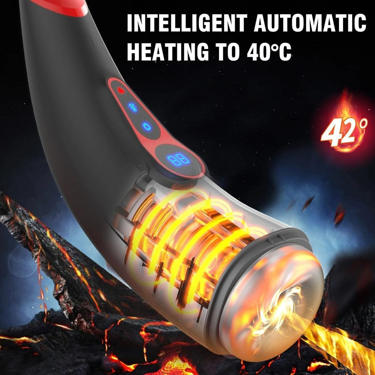 Heated Digital Suction Stroker - 9-Mode Male Masturbator