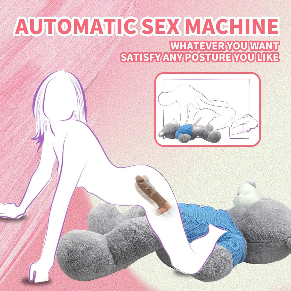 Heated Plush Bear Sex Machine - Vibrating Thrusting Sex Machine