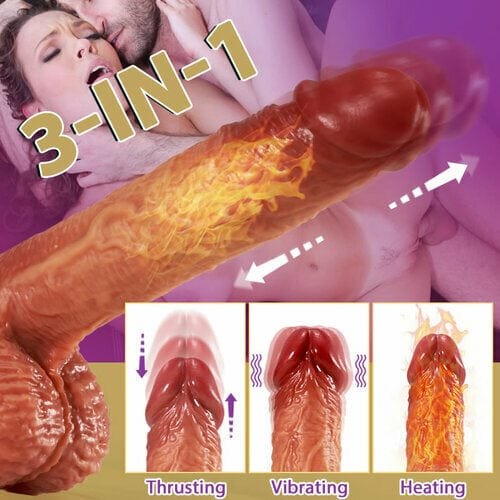 Heated Thrusting Realistic Dildo - Silicone Vibrating Dildo