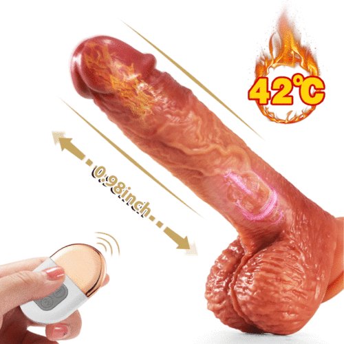 Heated Thrusting Realistic Dildo - Silicone Vibrating Dildo