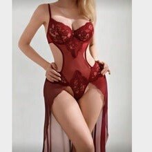 High Leg Cutout Garter Teddy - One Piece Lingerie