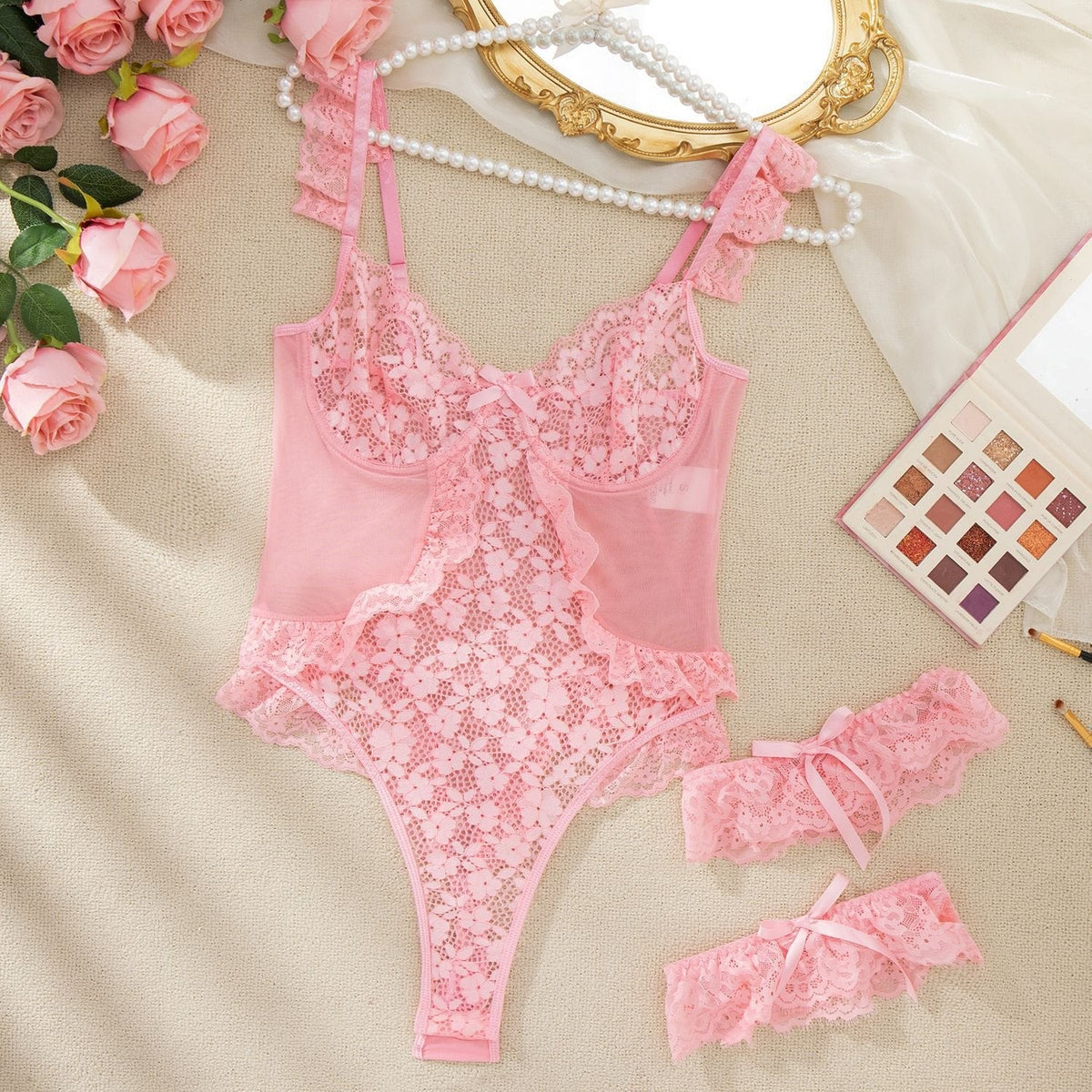 High Waist Lace Shaping Bustier - Corset Lingerie