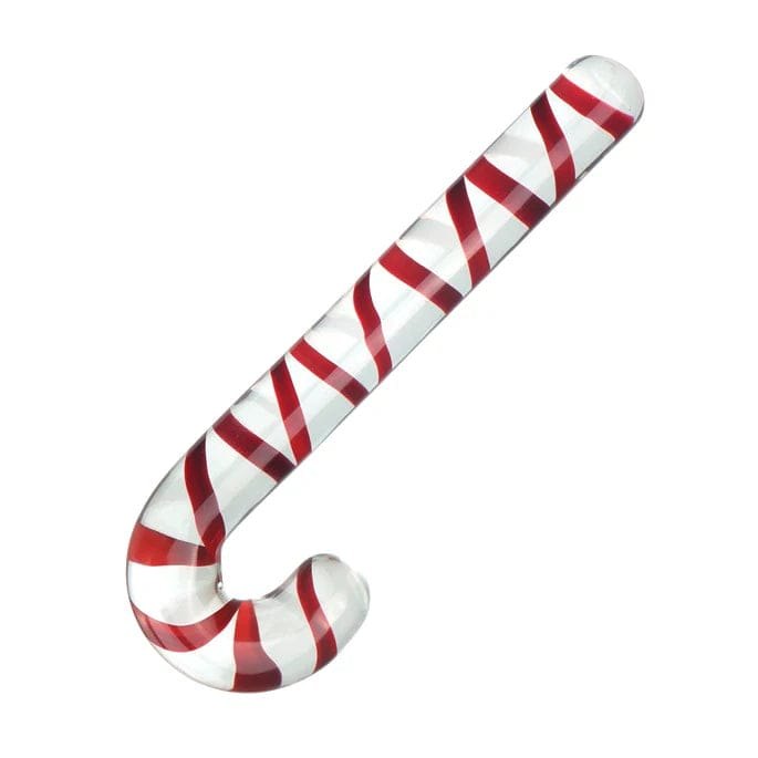 Holiday Glass Anal Plug - Festive Candy Cane Design