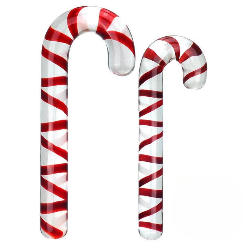 Holiday Glass Anal Plug - Festive Candy Cane Design
