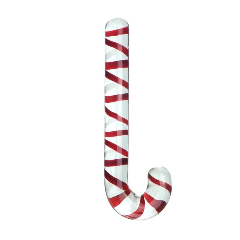 Holiday Glass Anal Plug - Festive Candy Cane Design