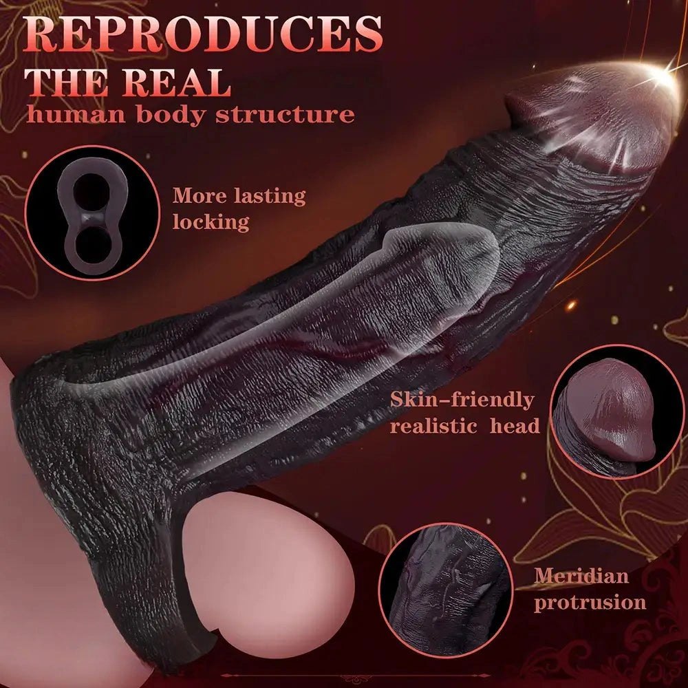 Hollow Dildo Sleeve 7.68 in - Coffee Silicone Wearable