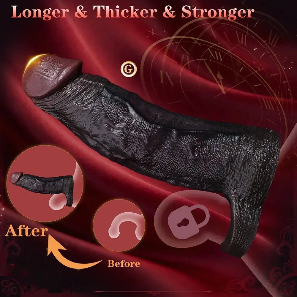 Hollow Dildo Sleeve 7.68 in - Coffee Silicone Wearable